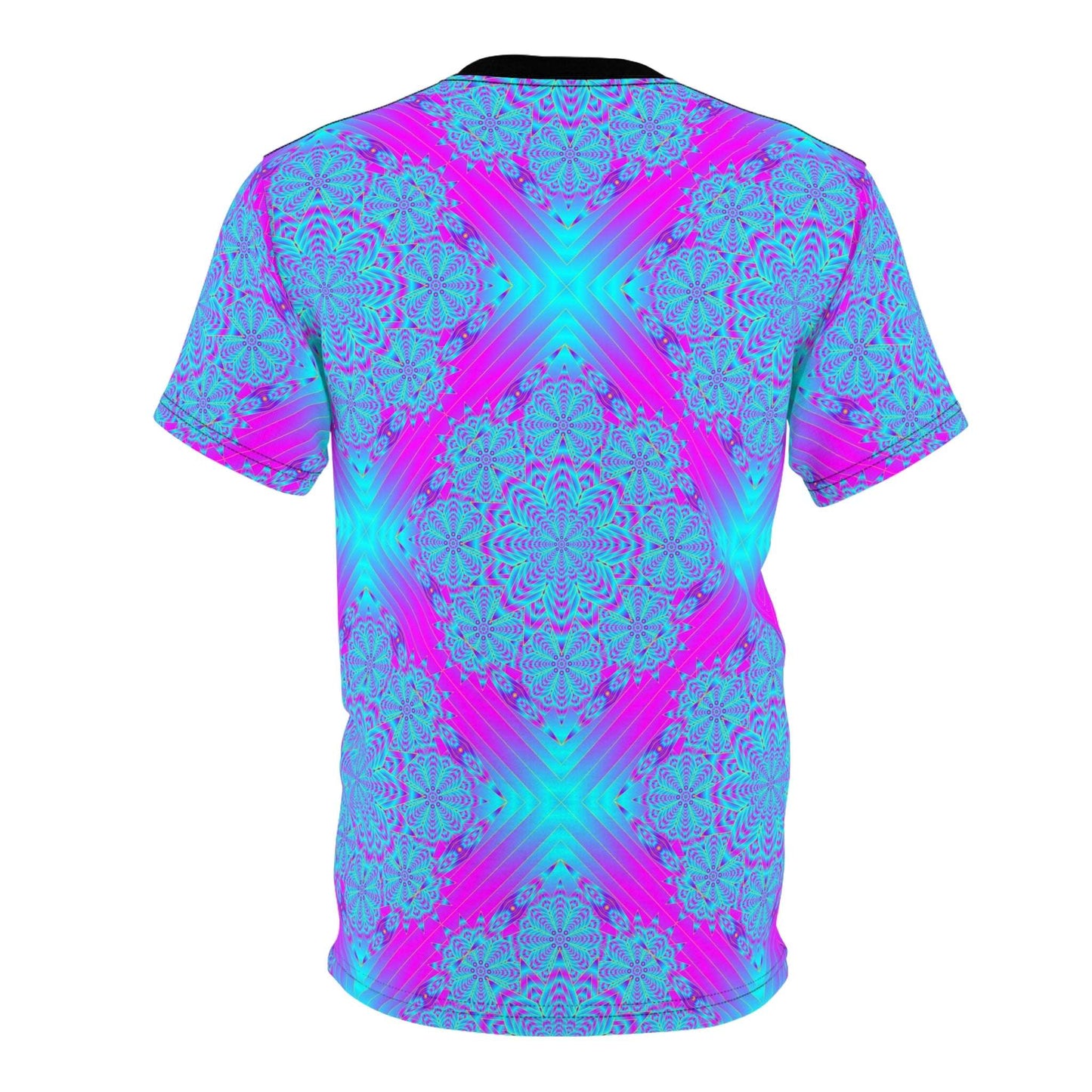 Psychedelic Mandala Tee — Vibrant Blue & Pink All-Over Print