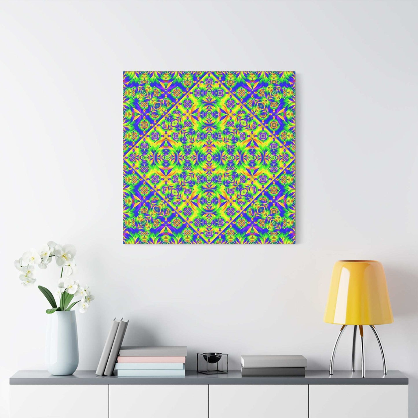 Psychedelic Kaleidoscope Matte Canvas Art — Vibrant Geometric Wall Decor