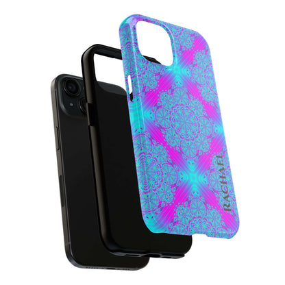 Personalized Tough Phone Case — Blue & Purple Mandala Design (Custom Name)