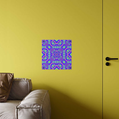 Psychedelic Kaleidoscope Acrylic Wall Art Panel — Vivid Blue & Purple Mandala