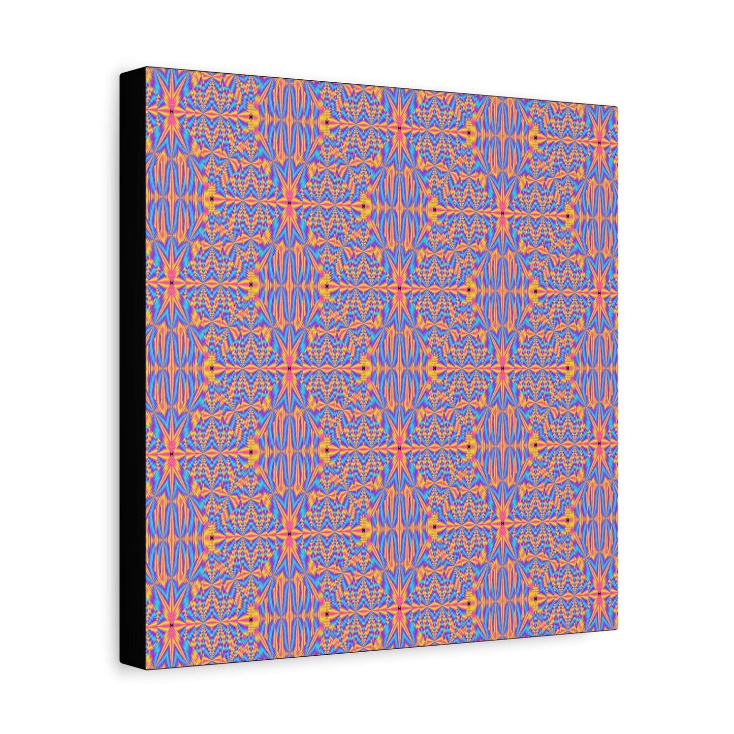 Abstract Geometric Pattern Matte Canvas Wall Art - Vibrant Orange & Blue Stretched Canvas