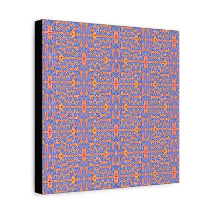 Abstract Geometric Pattern Matte Canvas Wall Art - Vibrant Orange & Blue Stretched Canvas
