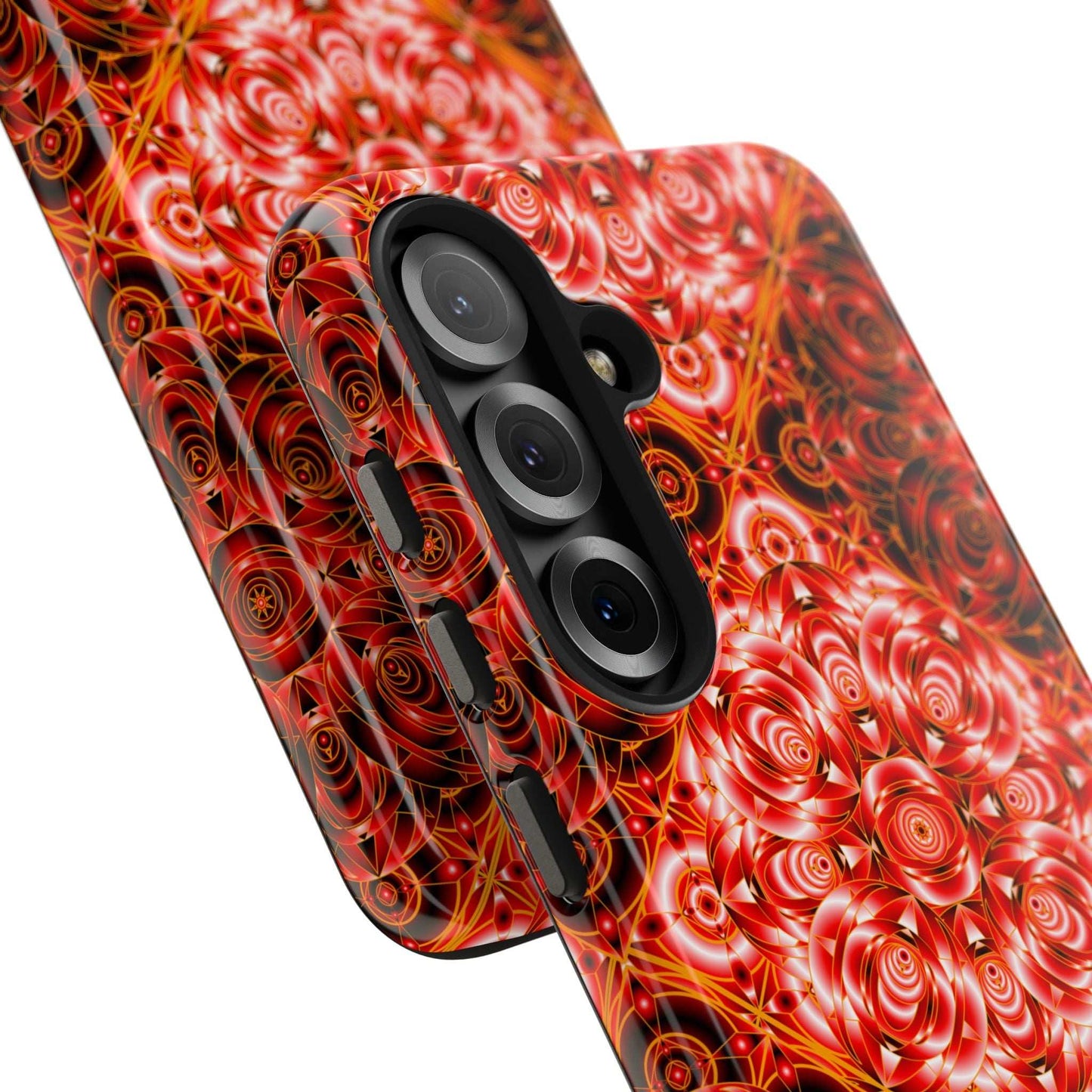 Red Floral Kaleidoscope Tough Phone Case — Personalized Name Option