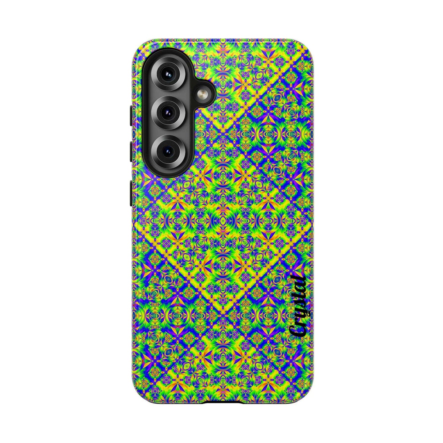 Vibrant Kaleidoscope Tough Phone Case — Neon Geometric Protective Cover