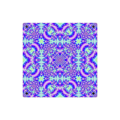 Psychedelic Kaleidoscope Acrylic Wall Art Panel — Vivid Blue & Purple Mandala