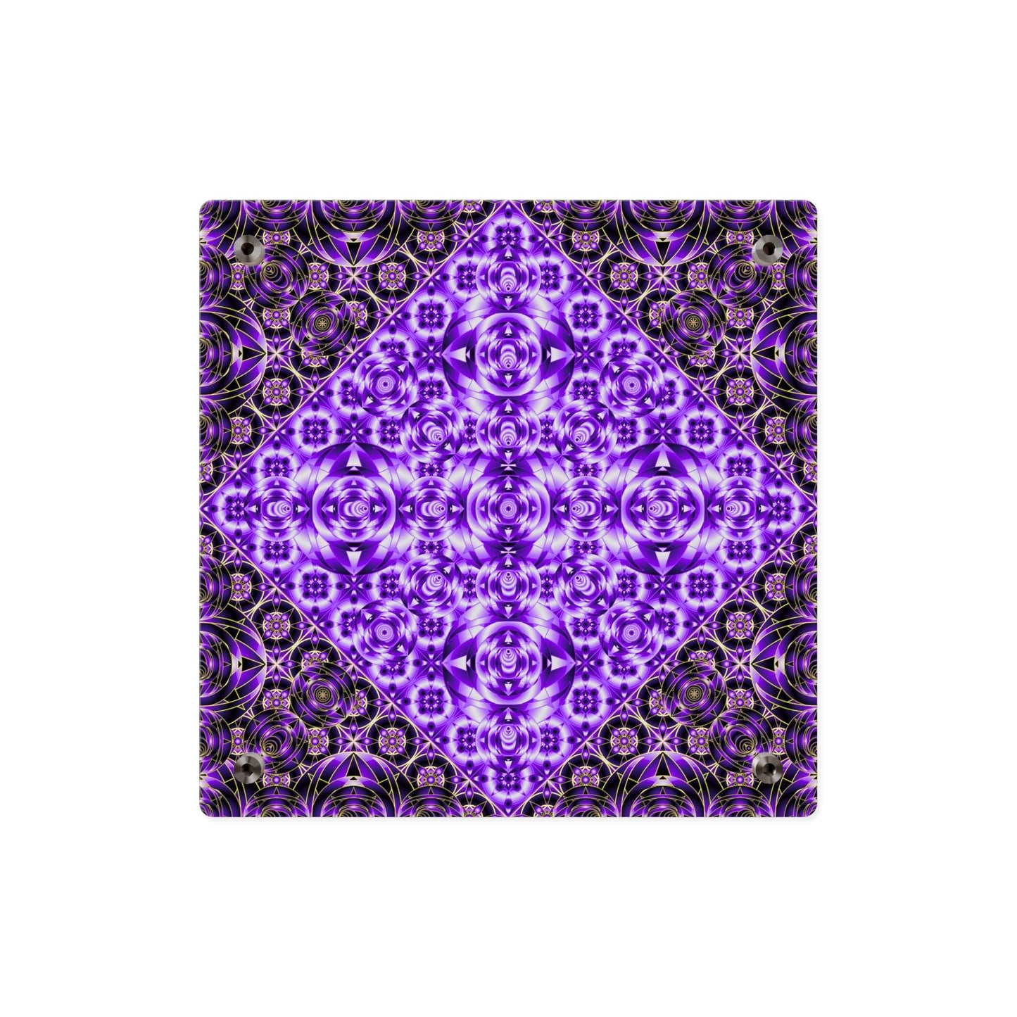 Purple Kaleidoscope Acrylic Wall Art Panel — Geometric Mandala Decor