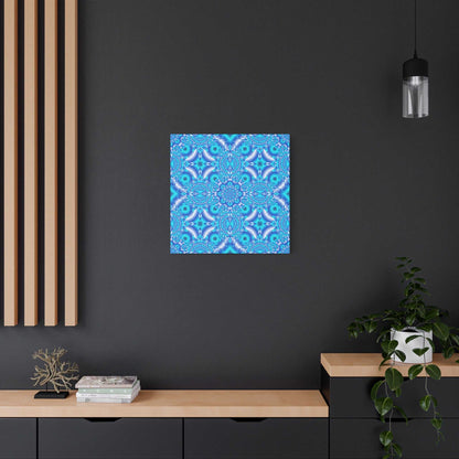 Blue Kaleidoscope Pattern Matte Canvas Wall Art - Stretched 1.25"