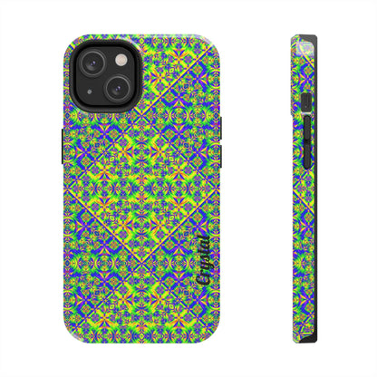 Vibrant Kaleidoscope Tough Phone Case — Neon Geometric Protective Cover
