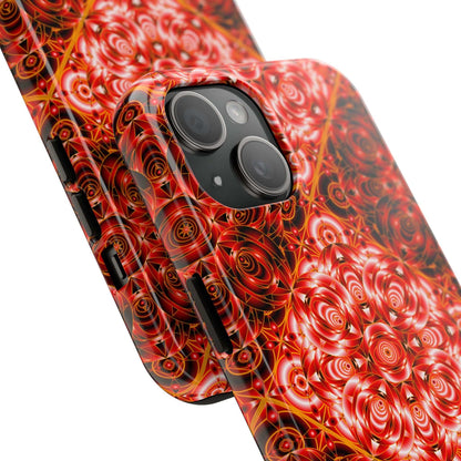 Red Floral Kaleidoscope Tough Phone Case — Personalized Name Option