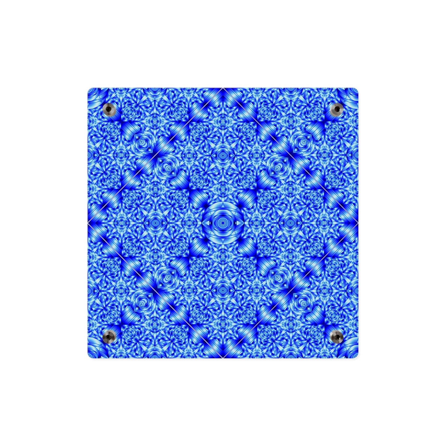 Blue Kaleidoscope Acrylic Wall Art Panel — Modern Geometric Home Decor