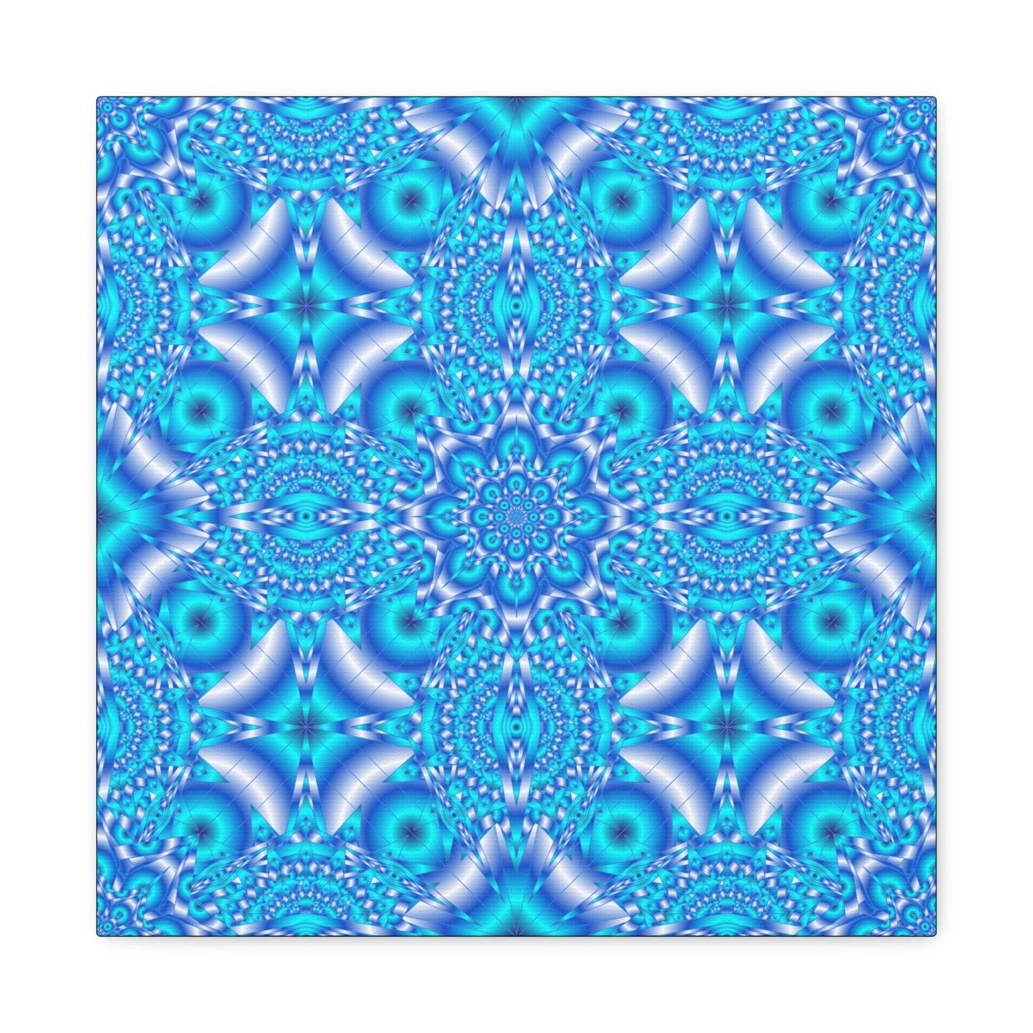Blue Kaleidoscope Pattern Matte Canvas Wall Art - Stretched 1.25"