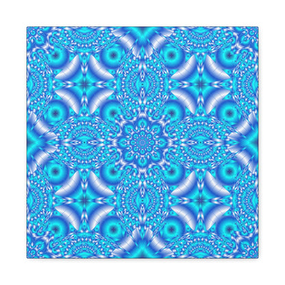 Blue Kaleidoscope Pattern Matte Canvas Wall Art - Stretched 1.25"