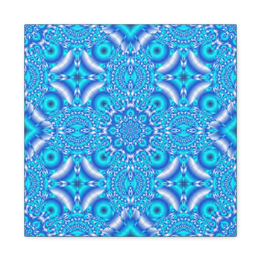 Blue Kaleidoscope Pattern Matte Canvas Wall Art - Stretched 1.25"