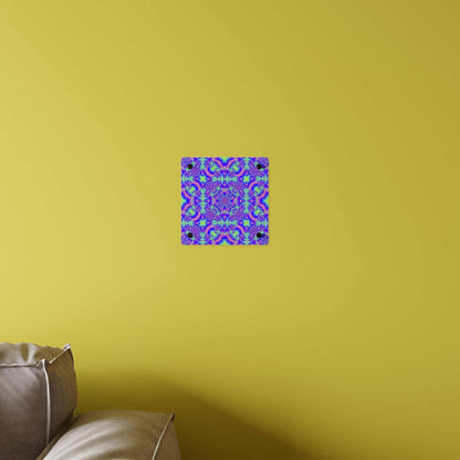 Psychedelic Kaleidoscope Acrylic Wall Art Panel — Vivid Blue & Purple Mandala