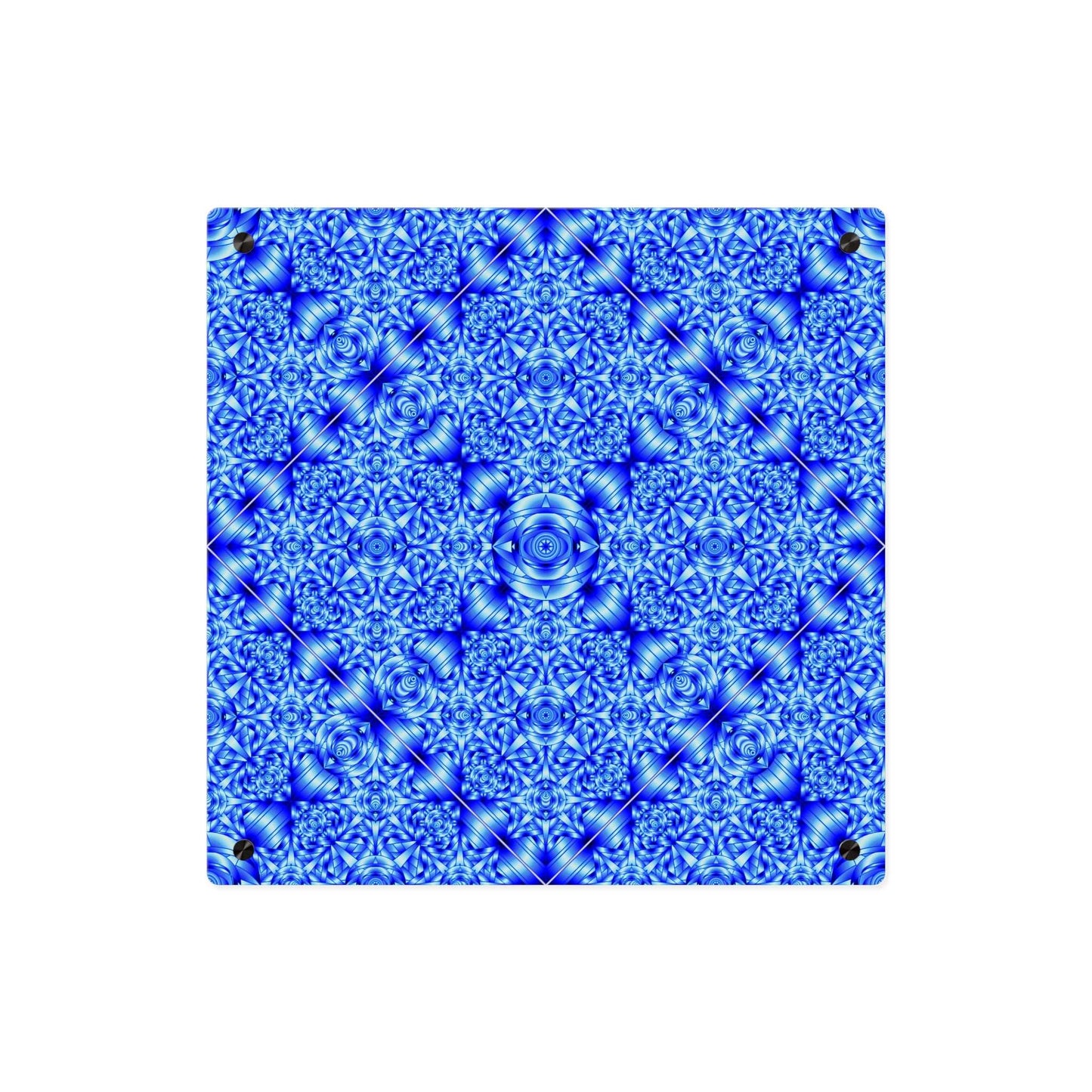 Blue Kaleidoscope Acrylic Wall Art Panel — Modern Geometric Home Decor