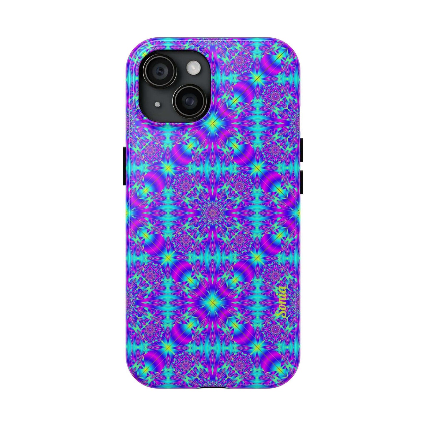 Psychedelic Kaleidoscope Tough Phone Case — Vibrant Purple & Teal Protective Cover