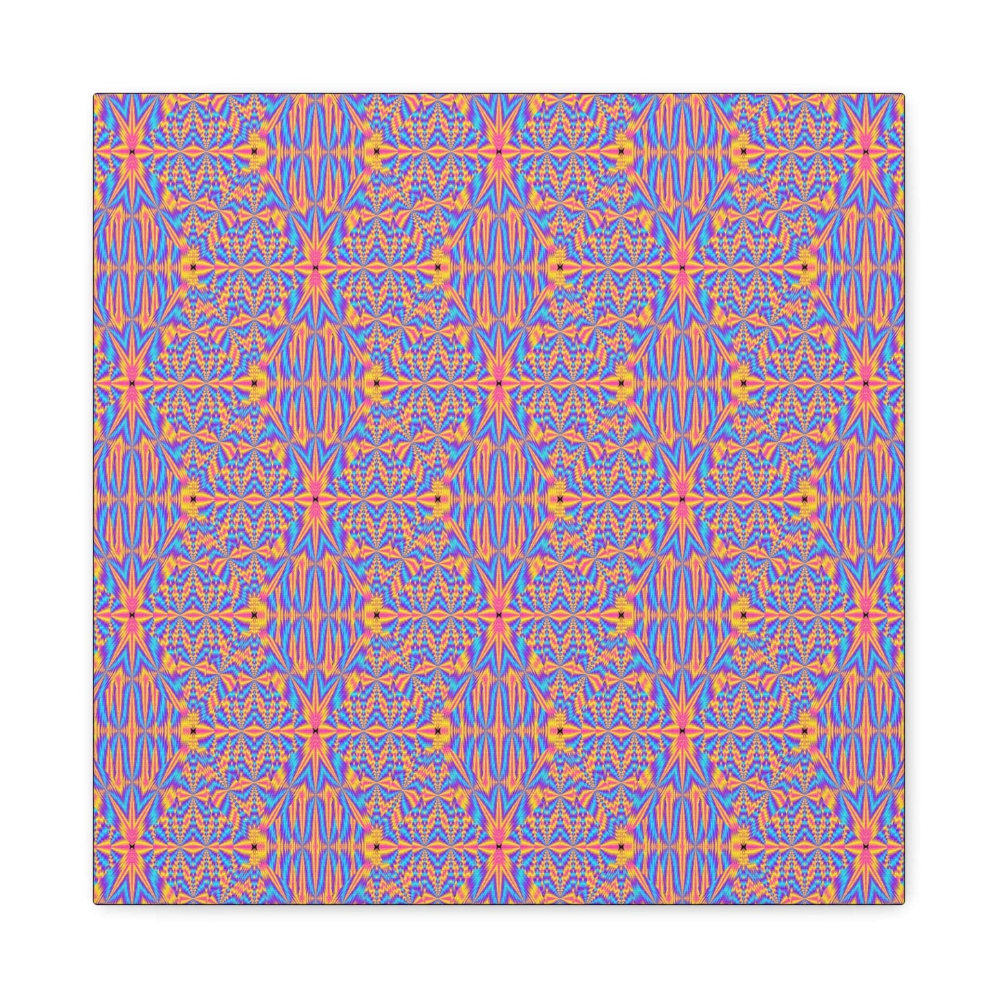 Abstract Geometric Pattern Matte Canvas Wall Art - Vibrant Orange & Blue Stretched Canvas