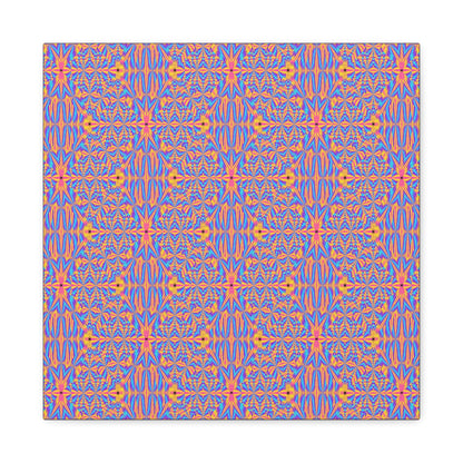 Abstract Geometric Pattern Matte Canvas Wall Art - Vibrant Orange & Blue Stretched Canvas