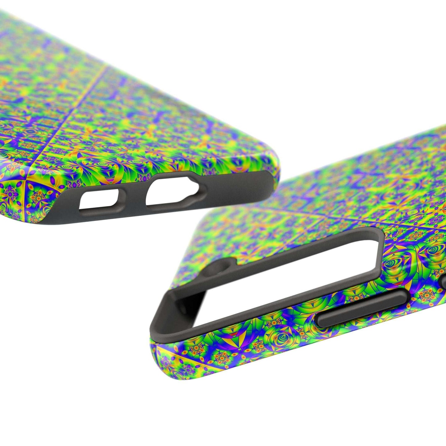 Vibrant Kaleidoscope Tough Phone Case — Neon Geometric Protective Cover