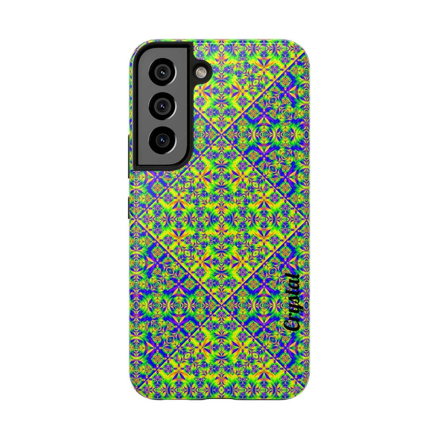 Vibrant Kaleidoscope Tough Phone Case — Neon Geometric Protective Cover