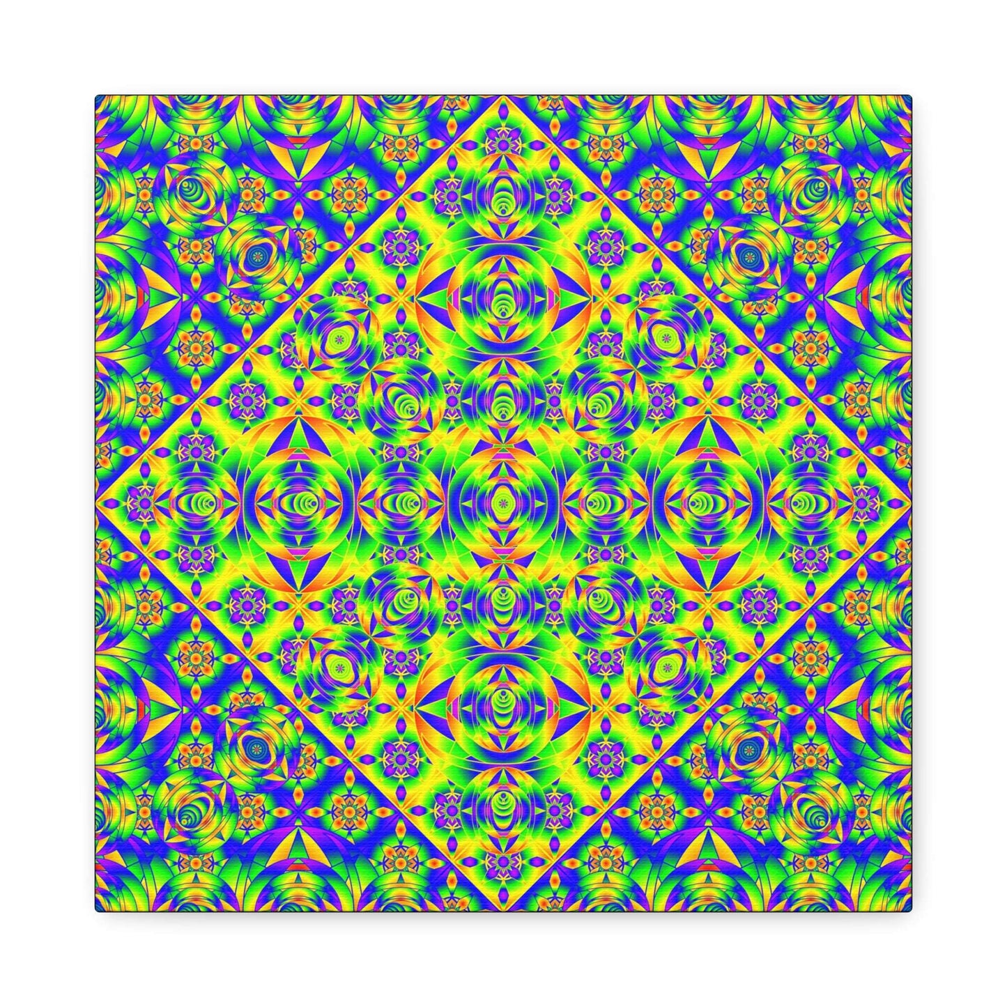 Psychedelic Kaleidoscope Matte Canvas Art — Vibrant Geometric Wall Decor