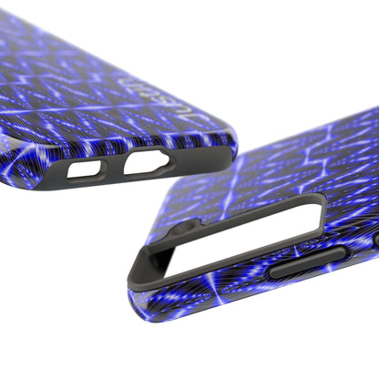 Tough Phone Case — Electric Blue Geometric Pattern (Your name)