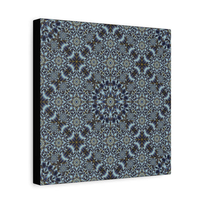Kaleidoscope Pattern Matte Canvas Wall Art — Blue Geometric Stretched Canvas (1.25″)
