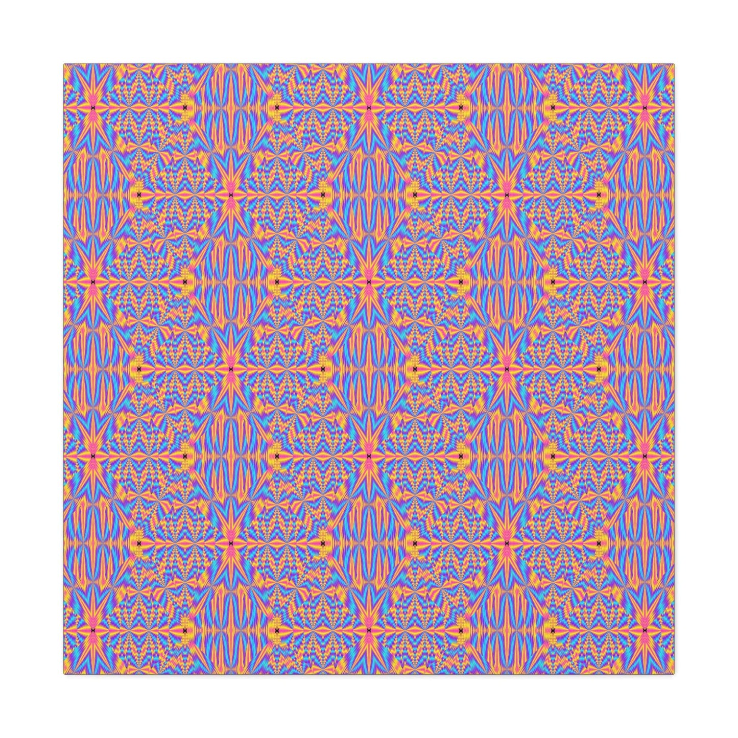 Abstract Geometric Pattern Matte Canvas Wall Art - Vibrant Orange & Blue Stretched Canvas