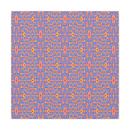 Abstract Geometric Pattern Matte Canvas Wall Art - Vibrant Orange & Blue Stretched Canvas
