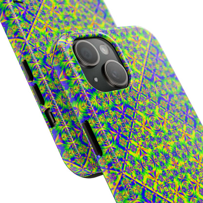 Vibrant Kaleidoscope Tough Phone Case — Neon Geometric Protective Cover