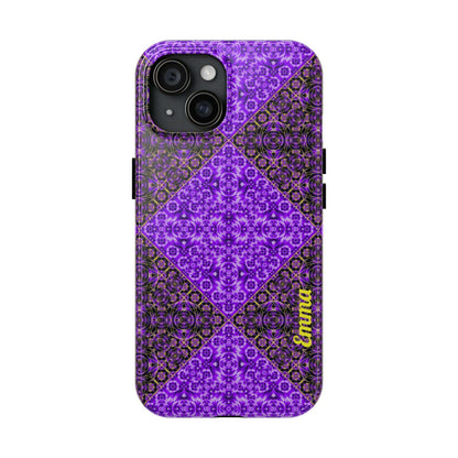 Personalized Purple Mosaic Tough Phone Case — Custom Name Phone Cover