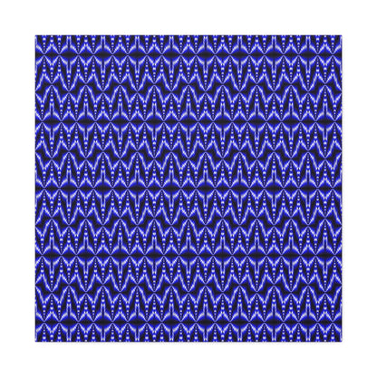 Blue Geometric Pattern Matte Canvas Wall Art — Modern Abstract Stretched Canvas