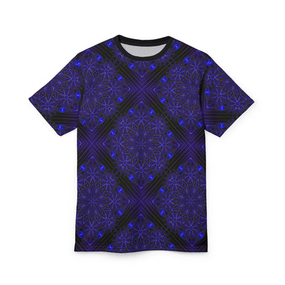 All-Over Blue Mandala Tee — Psychedelic Geometric Pattern Shirt