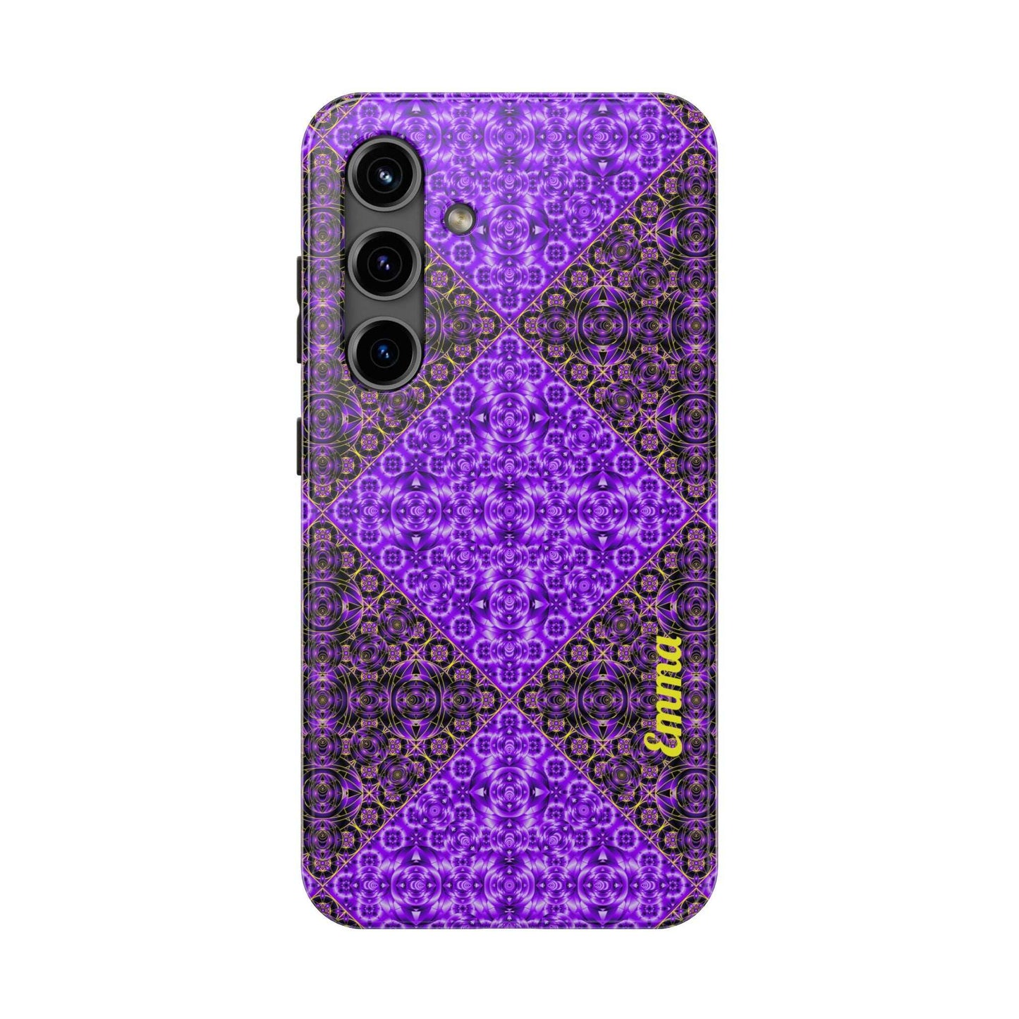 Personalized Purple Mosaic Tough Phone Case — Custom Name Phone Cover