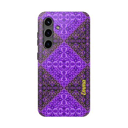 Personalized Purple Mosaic Tough Phone Case — Custom Name Phone Cover