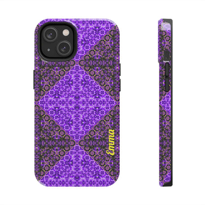 Personalized Purple Mosaic Tough Phone Case — Custom Name Phone Cover