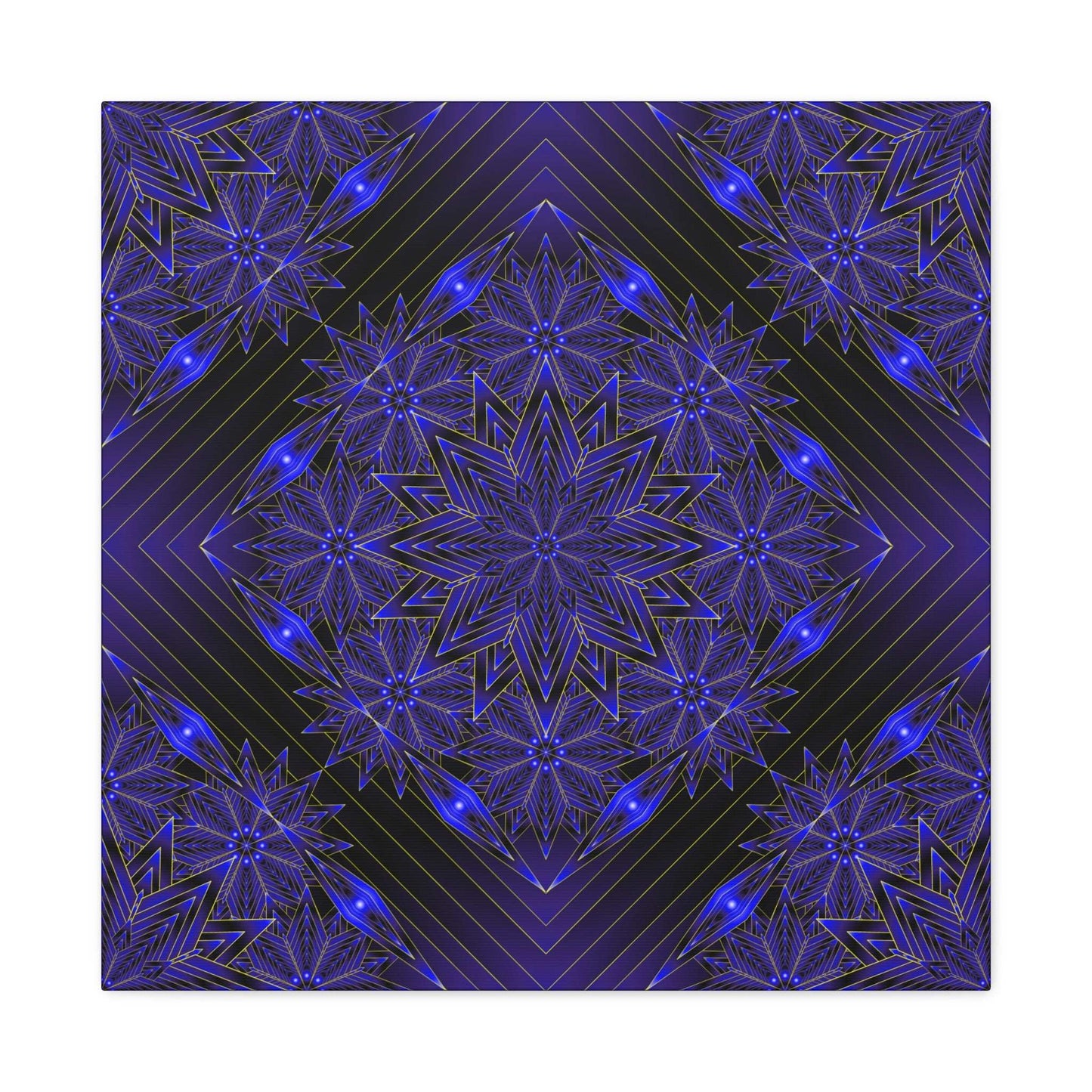 Galactic Mandala Matte Canvas Wall Art — Deep Purple Geometric Stretched Canvas