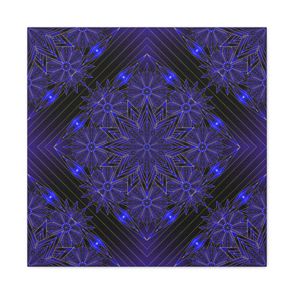 Galactic Mandala Matte Canvas Wall Art — Deep Purple Geometric Stretched Canvas