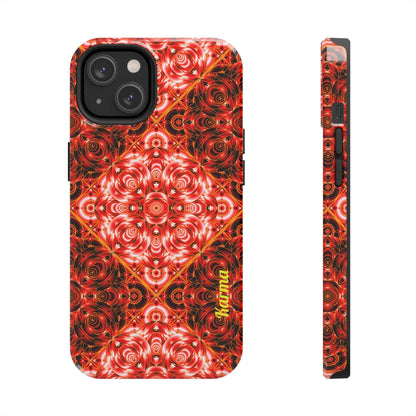 Red Floral Kaleidoscope Tough Phone Case — Personalized Name Option