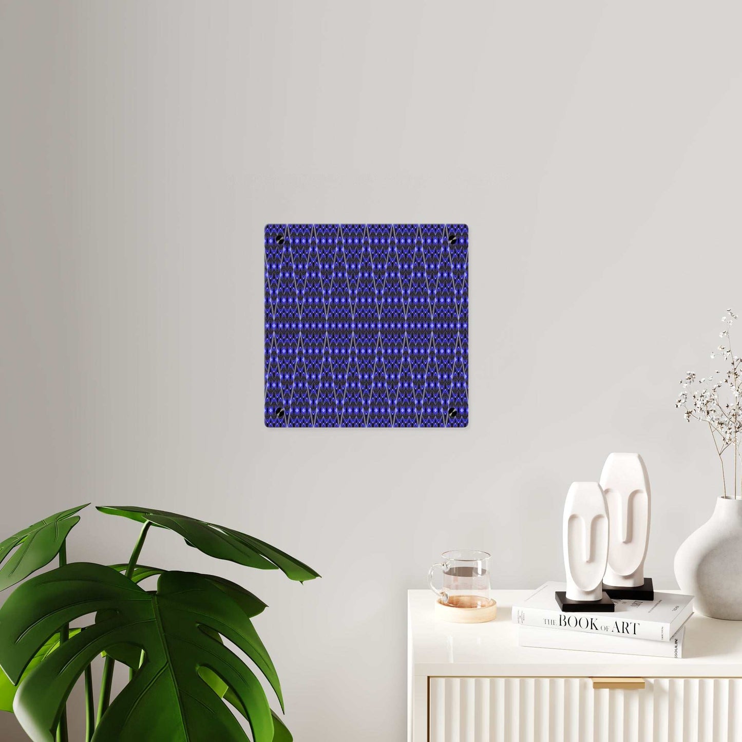 Blue Geometric Acrylic Wall Art Panel — Modern Abstract Pattern