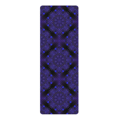Purple Kaleidoscope Rubber Yoga Mat — Non-Slip Mandala Fitness Mat