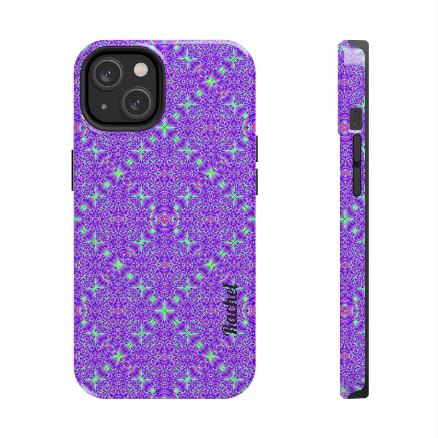 Purple Kaleidoscope Tough Phone Case — Protective iPhone Cover with Vibrant Geometric Pattern