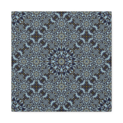 Kaleidoscope Pattern Matte Canvas Wall Art — Blue Geometric Stretched Canvas (1.25″)