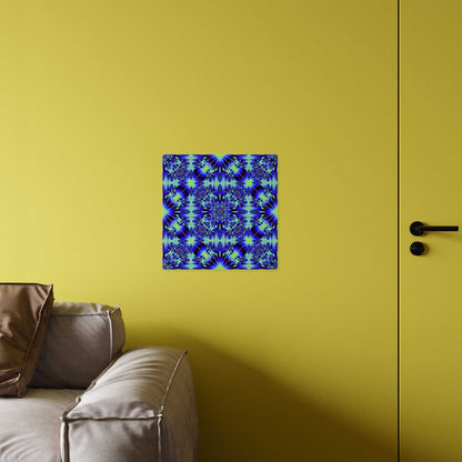 Blue Kaleidoscope Acrylic Wall Art Panel – Geometric Starburst Home Decor