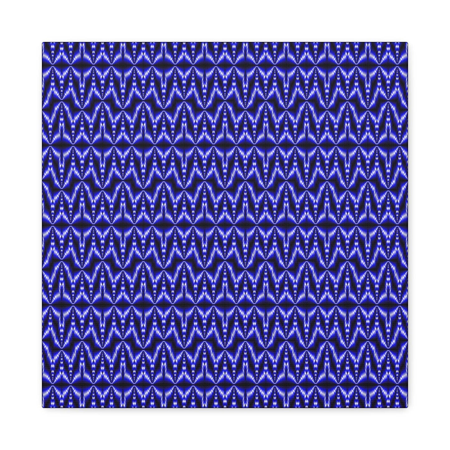 Blue Geometric Pattern Matte Canvas Wall Art — Modern Abstract Stretched Canvas
