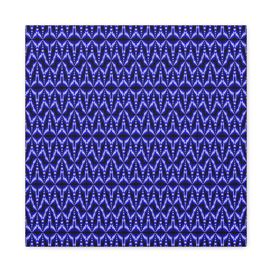 Blue Geometric Pattern Matte Canvas Wall Art — Modern Abstract Stretched Canvas