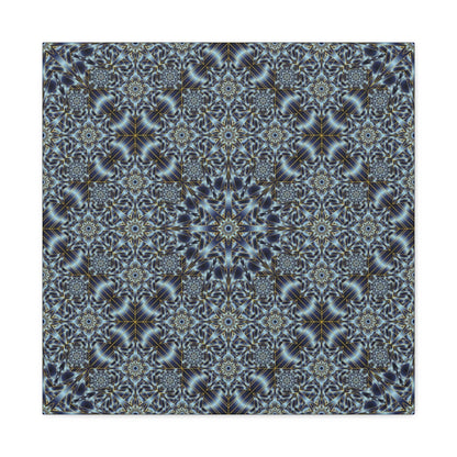 Kaleidoscope Pattern Matte Canvas Wall Art — Blue Geometric Stretched Canvas (1.25″)