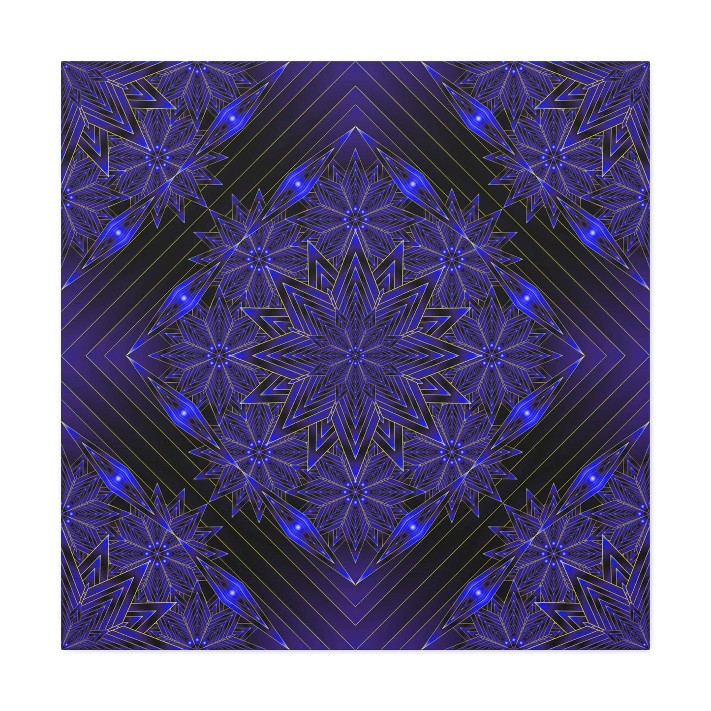 Galactic Mandala Matte Canvas Wall Art — Deep Purple Geometric Stretched Canvas