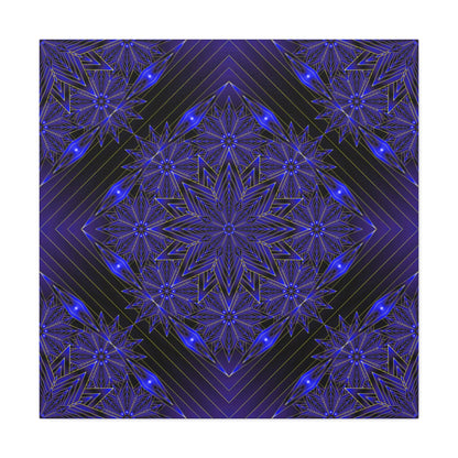 Galactic Mandala Matte Canvas Wall Art — Deep Purple Geometric Stretched Canvas