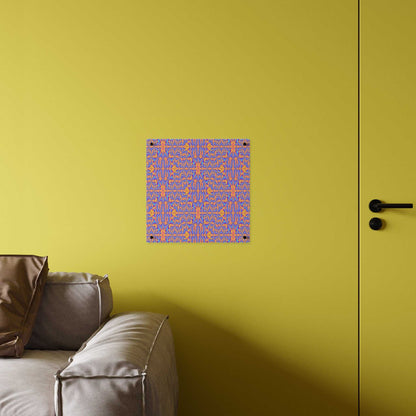 Acrylic Wall Art Panel — Pink & Blue Geometric Kaleidoscope
